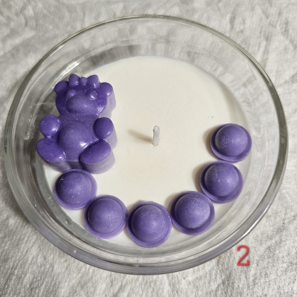 6 Handmade Purple Baby Shower Birthday Party Soy Wax Scented Candle Giveaways - Picture 4 of 12